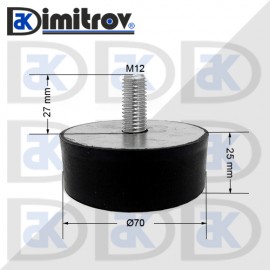 Антивибрационен тампон М12 х Ø 70 х 25 mm